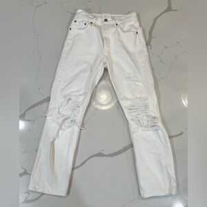 Levi’s Premium 501 White Button Fly Jeans W24 L26